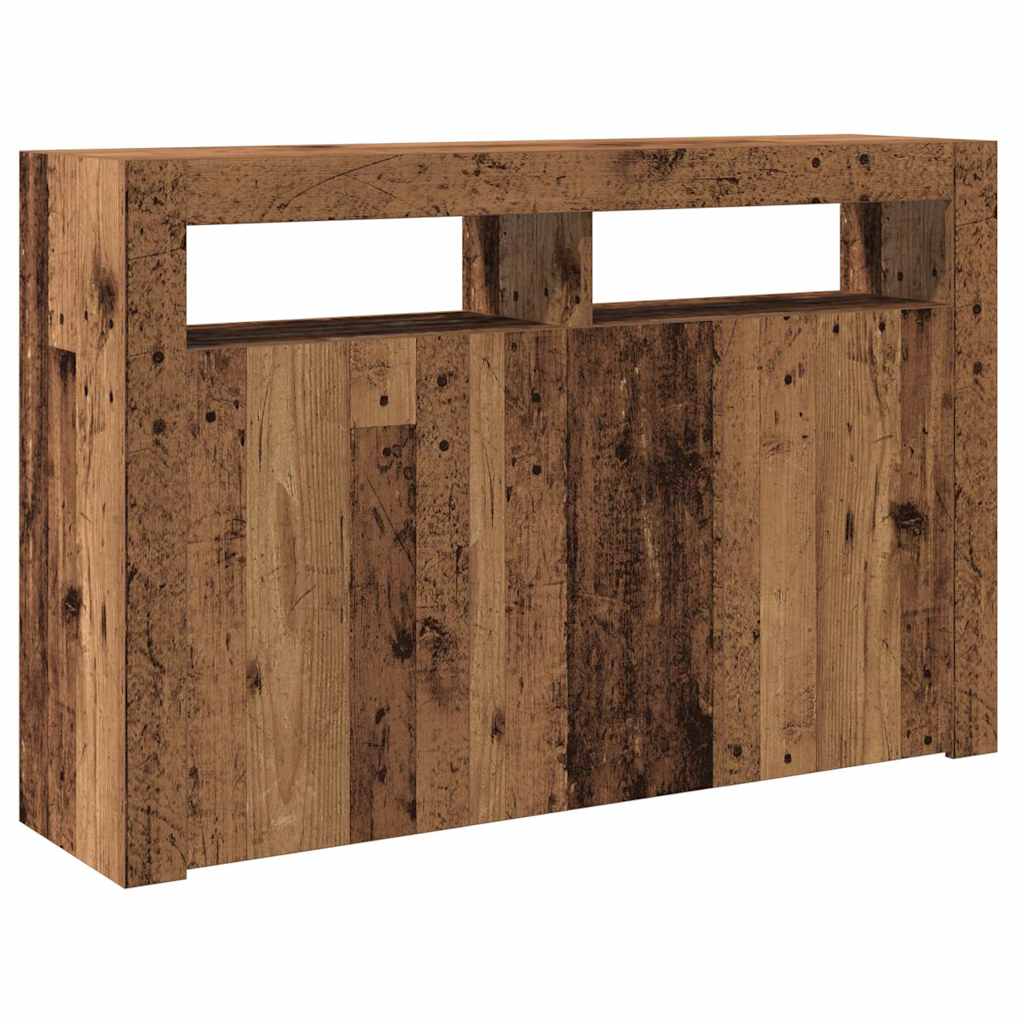 Buffet et lumières LED vieux bois 115,5x30x75cm bois ingénierie - XIOS