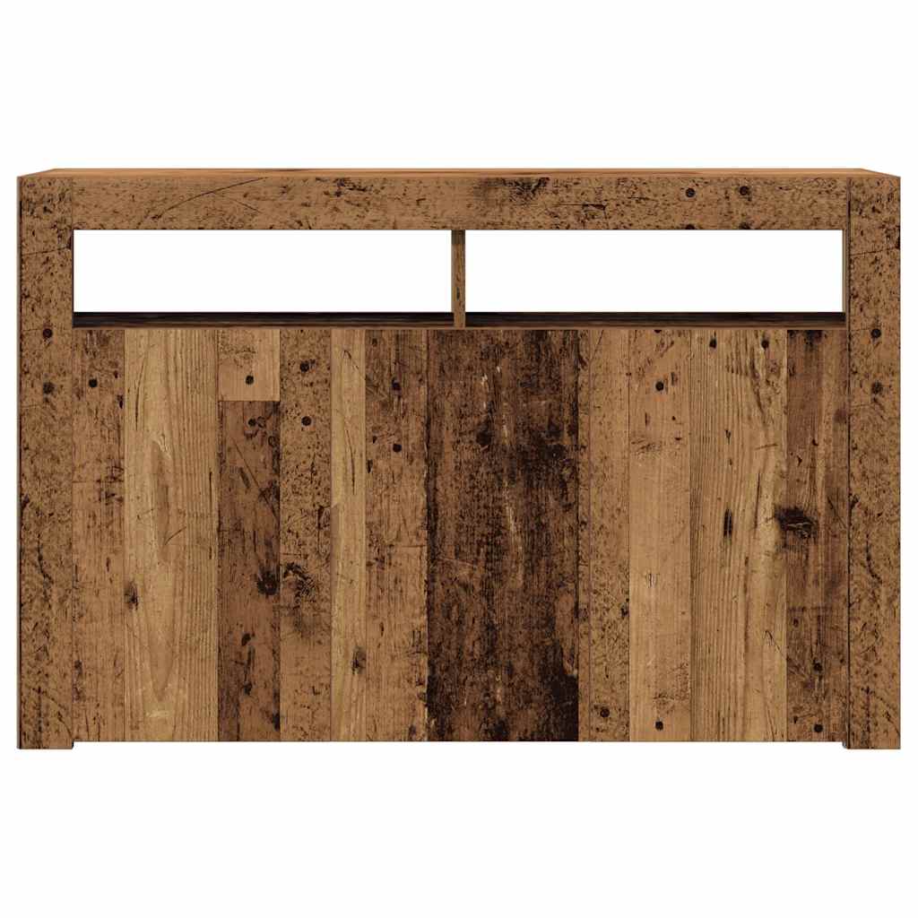 Buffet et lumières LED vieux bois 115,5x30x75cm bois ingénierie - XIOS