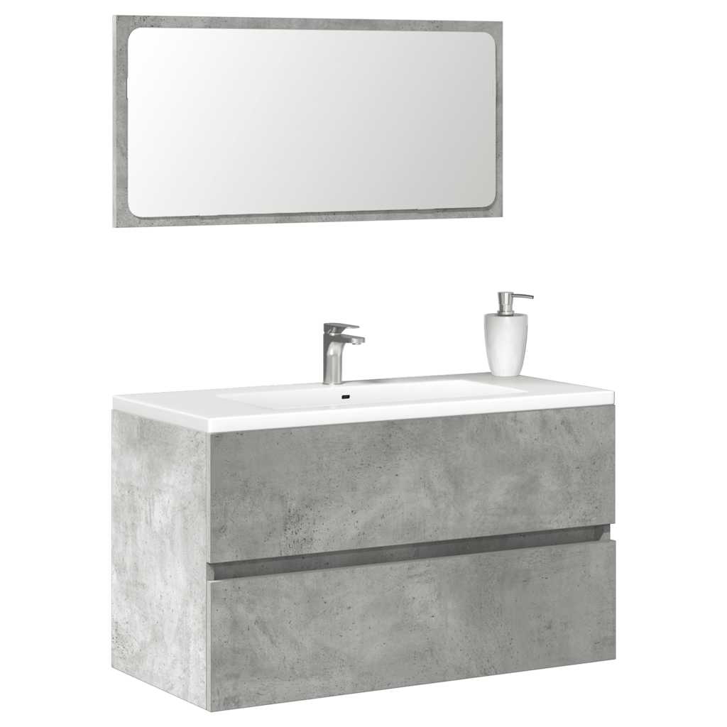 Armoire de bain avec miroir gris béton bois d'ingénierie Ensembles de mobilier pour salles de bains vidaXL