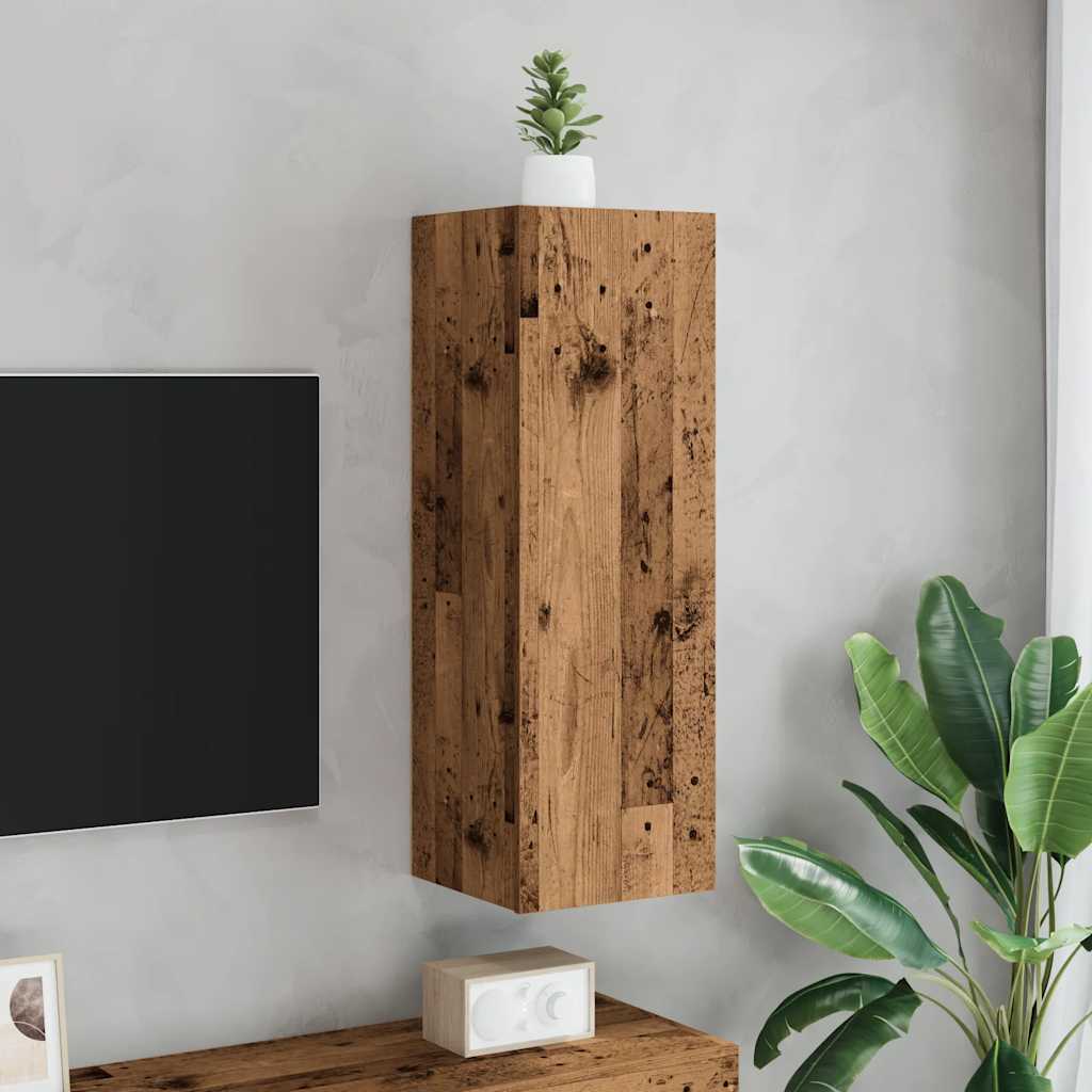 Meuble mural vieux bois 30,5x30x90 cm bois d'ingénierie - XIOS