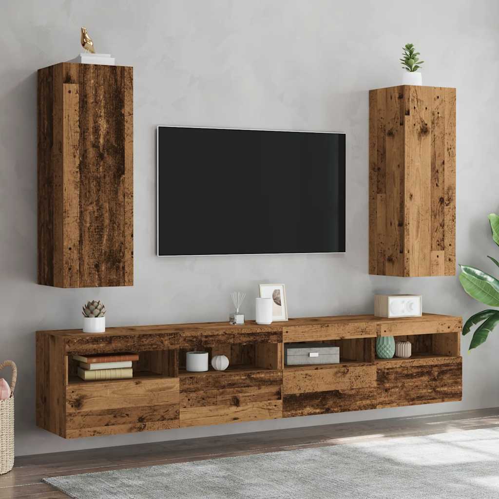 Meubles TV 2 pcs vieux bois 30,5x30x90 cm bois d'ingénierie - XIOS