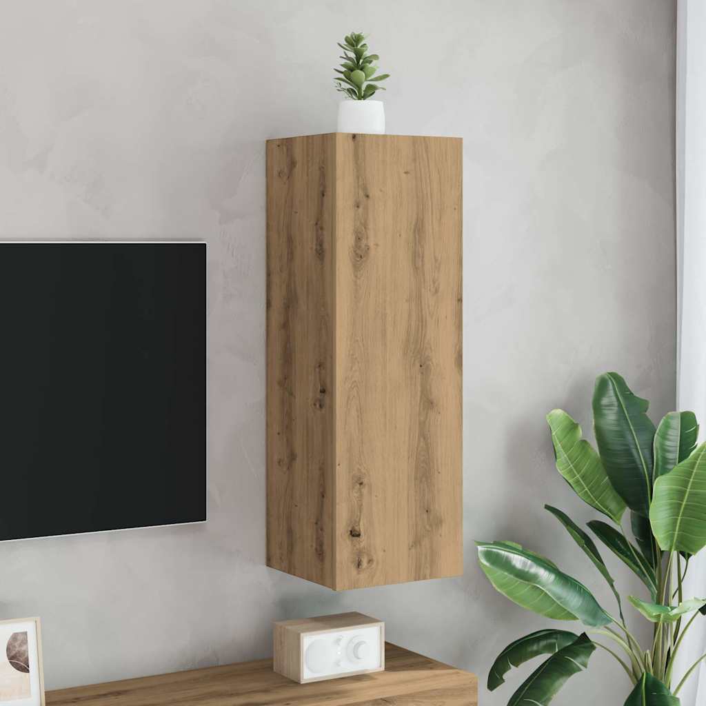Meuble TV chêne artisanal 30,5x30x90 cm bois d'ingénierie - XIOS