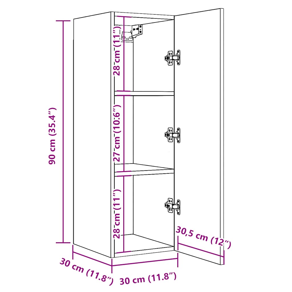 Meubles TV 2 pcs chêne artisanal 30,5x30x90cm bois d'ingénierie - XIOS