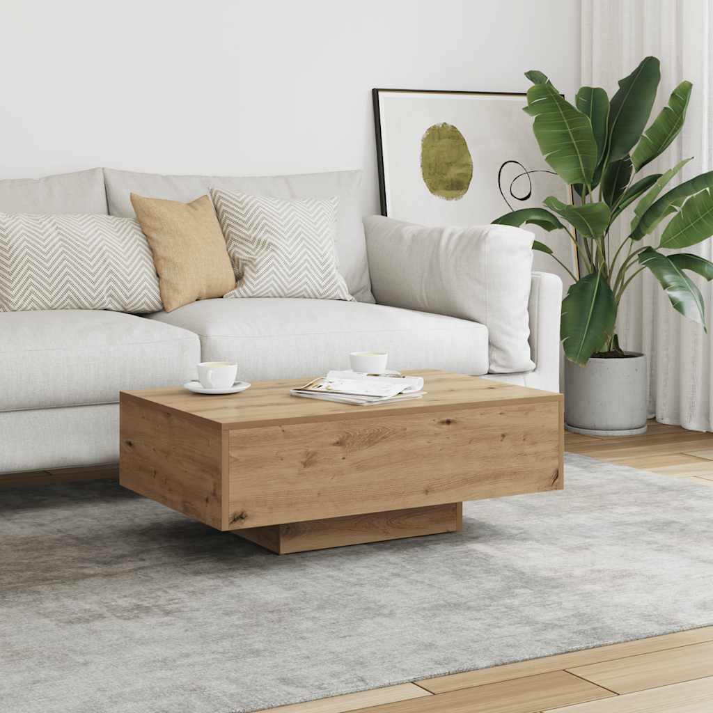 Table basse chêne artisanal 85x55x31 cm bois d'ingénierie - XIOS