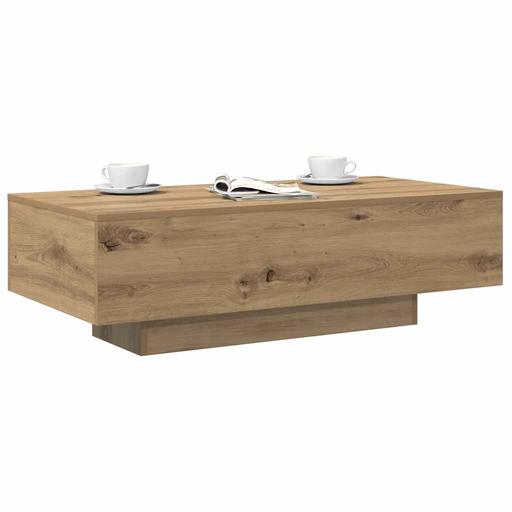 Table basse chêne artisanal 100x49,5x31 cm bois d'ingénierie - XIOS