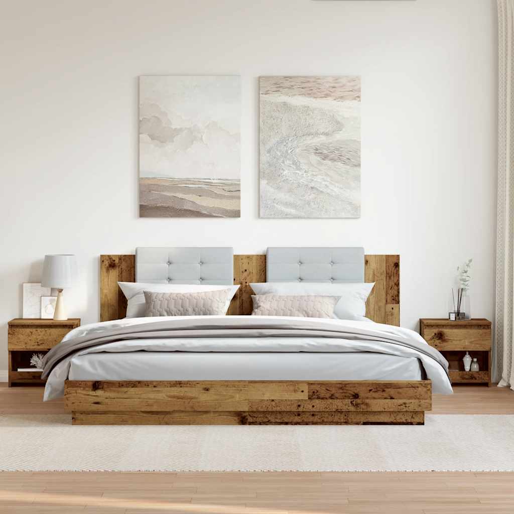 Tables de chevet 2 pcs vieux bois 40x30x39 cm bois ingénierie