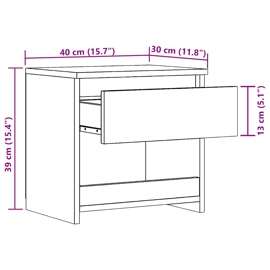 Tables de chevet 2 pcs chêne artisanal 40x30x39 cm