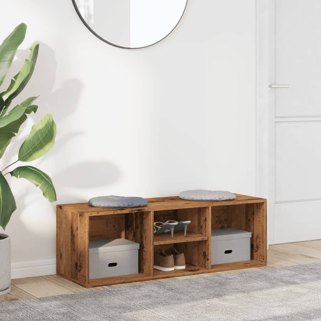 Banc de rangement à chaussures vieux bois 105x35x35 cm - XIOS