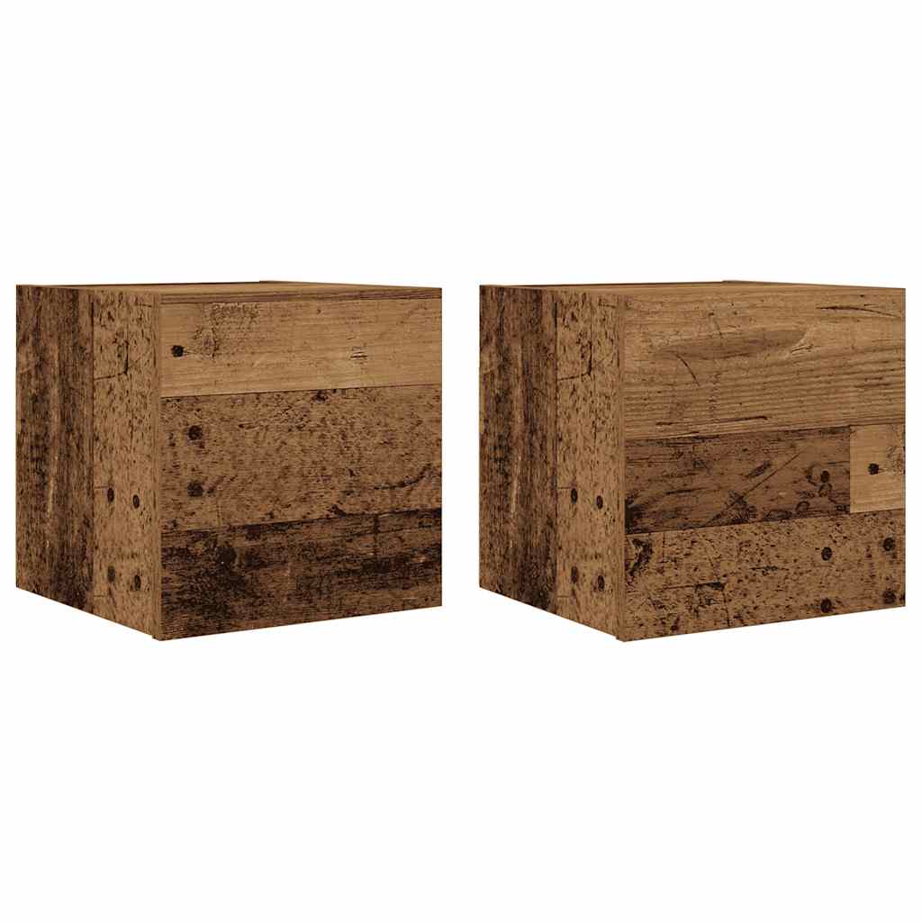 Meuble TV mural 2 pcs vieux bois 30,5x30x30 cm - XIOS