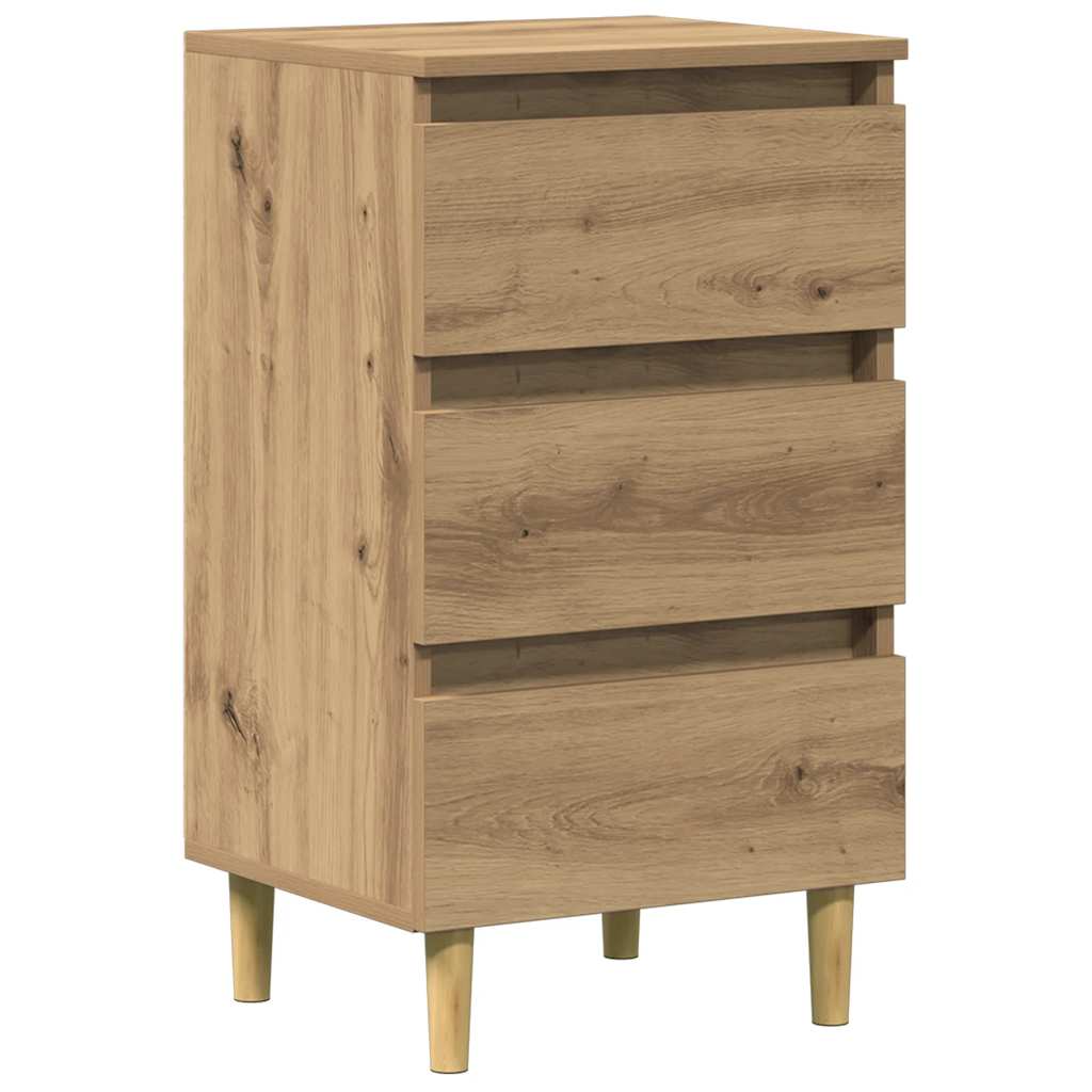 Table de chevet chêne artisanal 40x35x69 cm bois d’ingénierie - XIOS