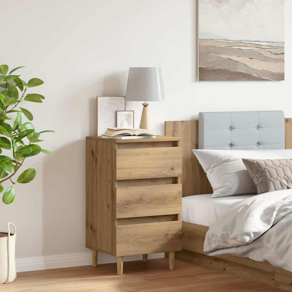 Table de chevet chêne artisanal 40x35x69 cm bois d’ingénierie - XIOS