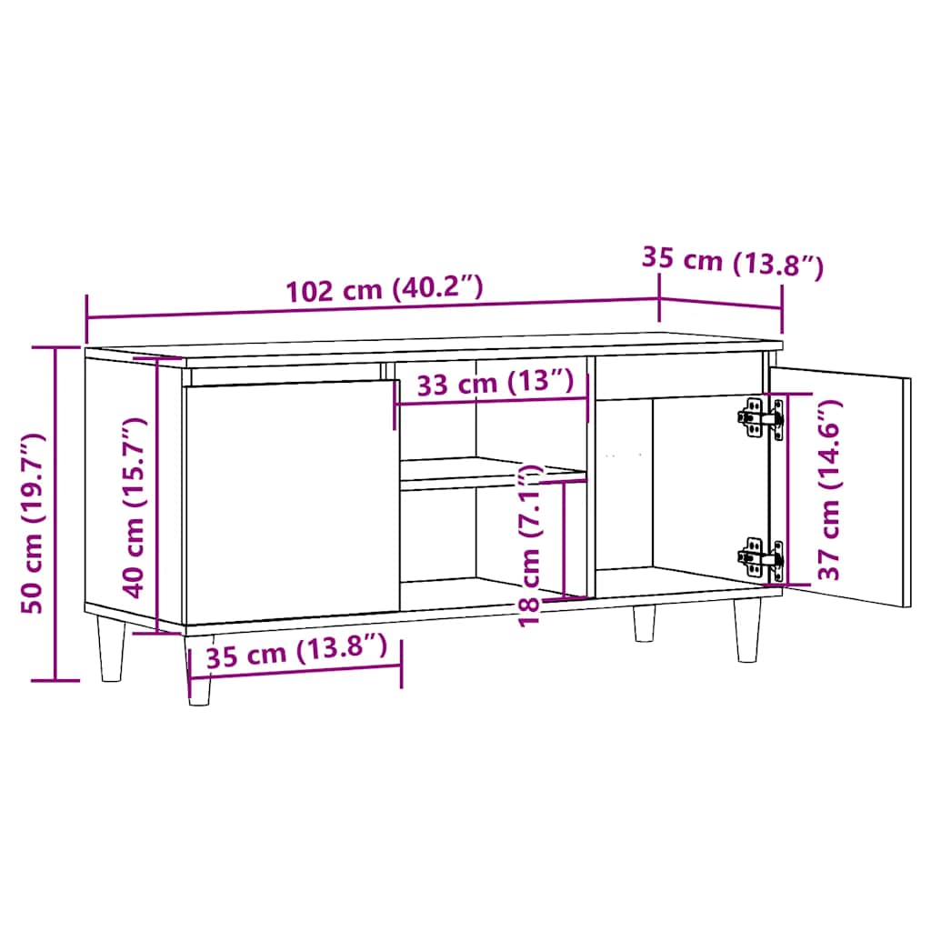 Meuble TV vieux bois 102x35x50 cm bois d'ingénierie - XIOS