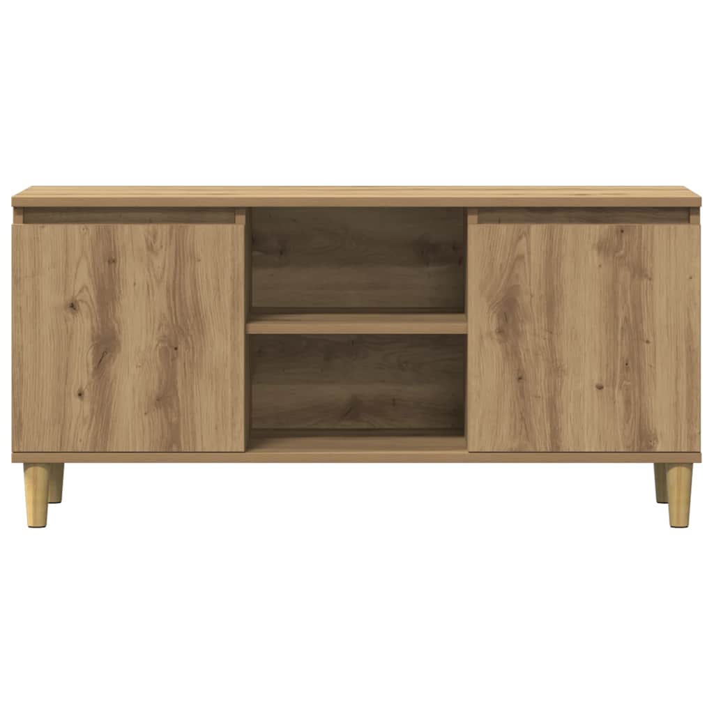 Meuble TV chêne artisanal 102x35x50 cm bois d'ingénierie - XIOS