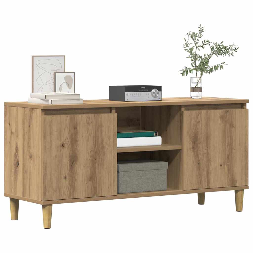 Meuble TV chêne artisanal 102x35x50 cm bois d'ingénierie - XIOS