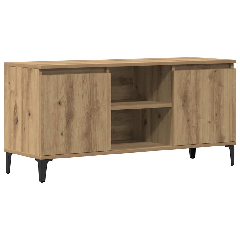Meuble TV chêne artisanal 102x35x50 cm bois d'ingénierie - XIOS