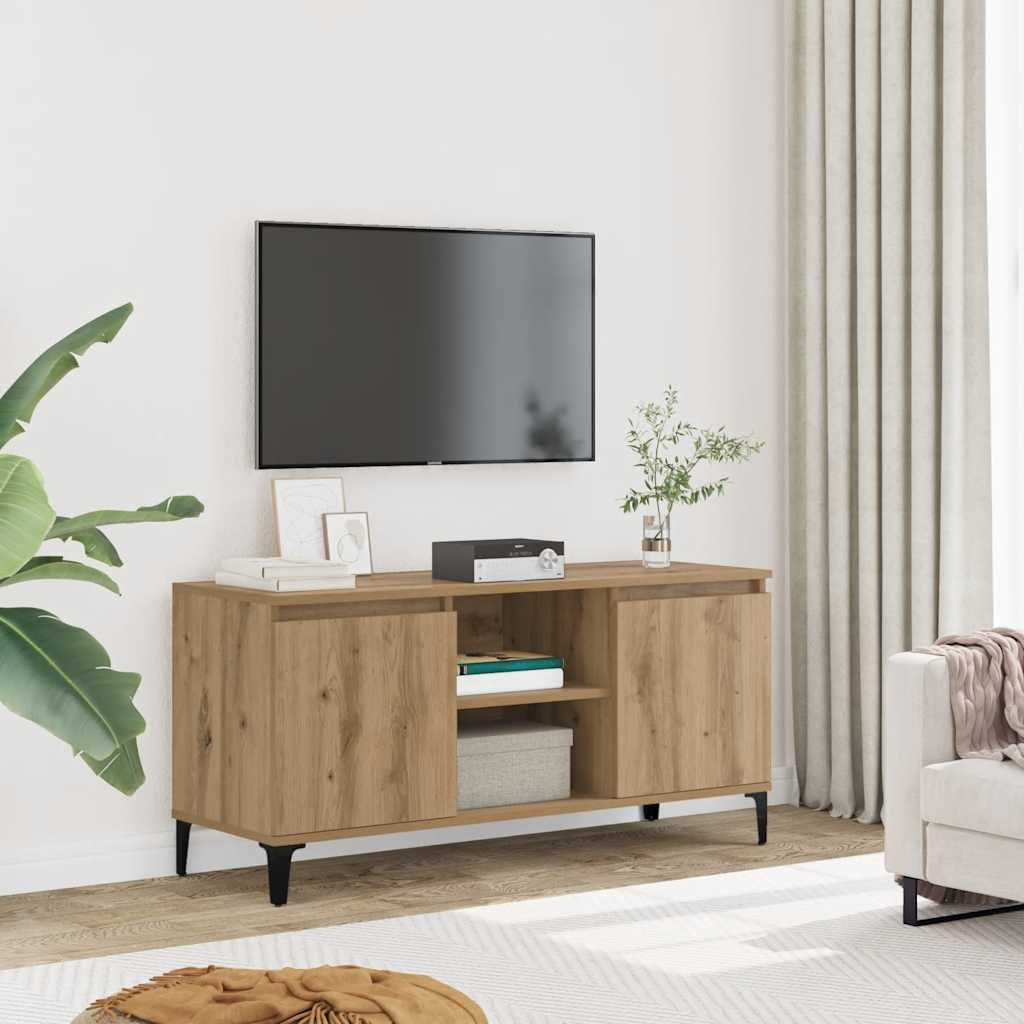 Meuble TV chêne artisanal 102x35x50 cm bois d'ingénierie - XIOS