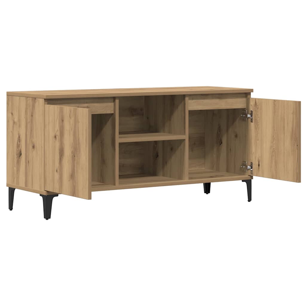 Meuble TV chêne artisanal 102x35x50 cm bois d'ingénierie - XIOS