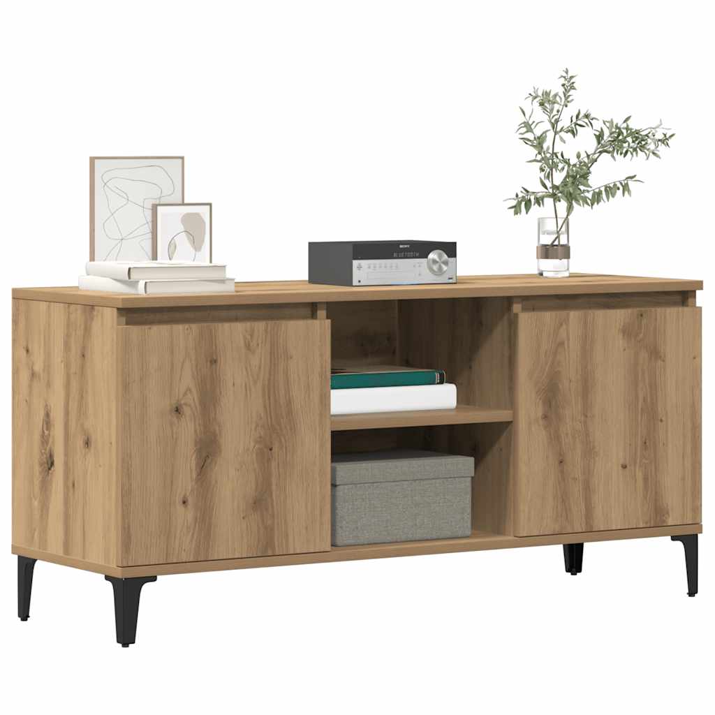 Meuble TV chêne artisanal 102x35x50 cm bois d'ingénierie - XIOS