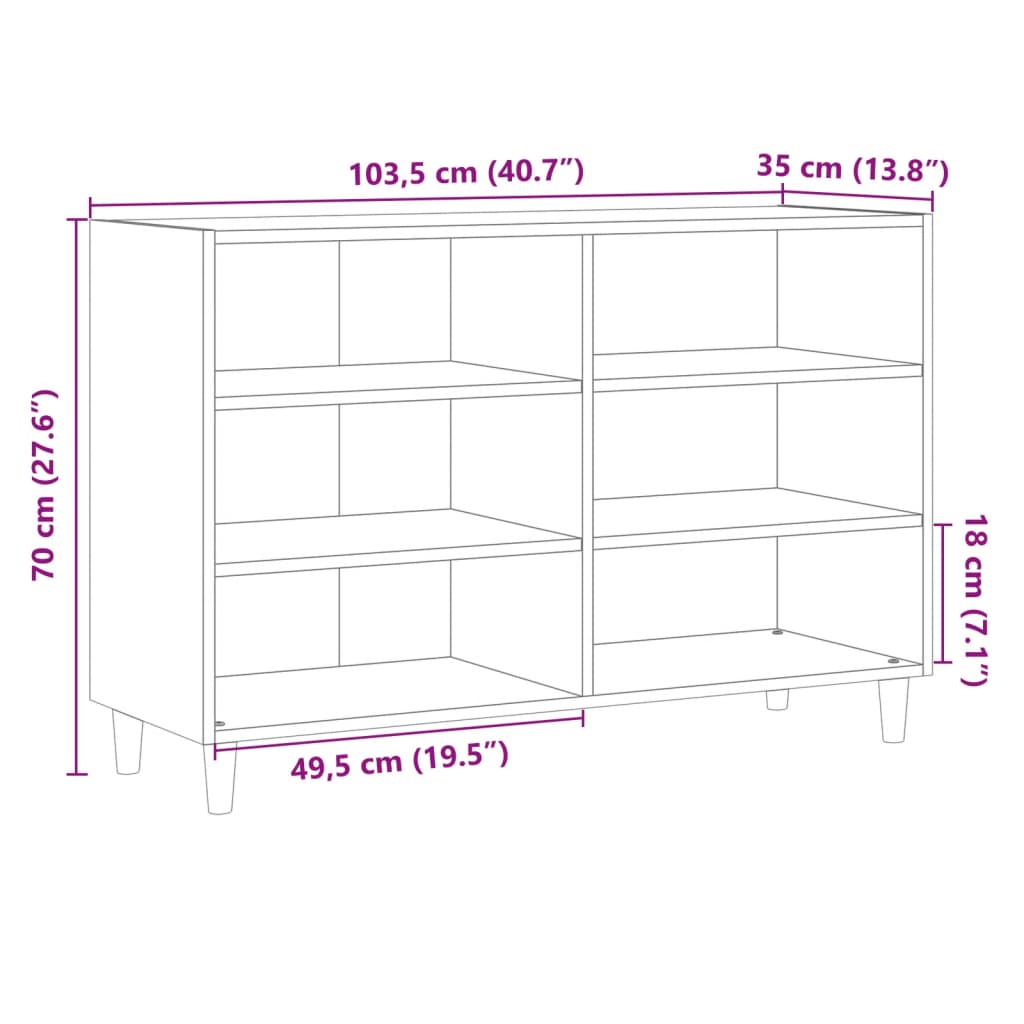 Buffet vieux bois 103,5x35x70 cm bois d'ingénierie
