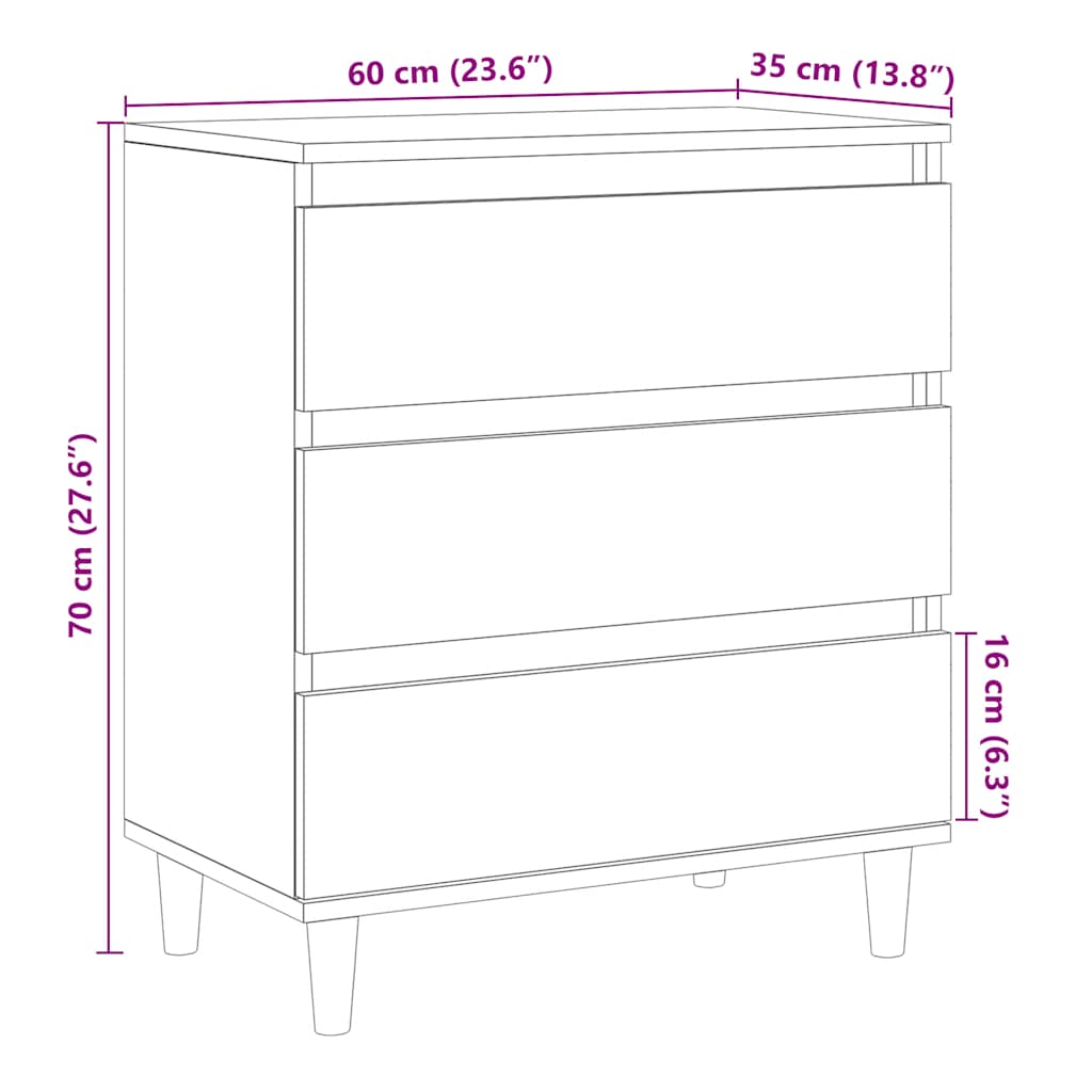 Buffet vieux bois 60x35x70 cm bois d'ingénierie - XIOS