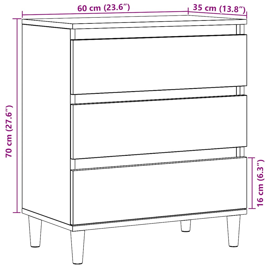 Buffet chêne artisanal 60x35x70 cm bois d'ingénierie - XIOS