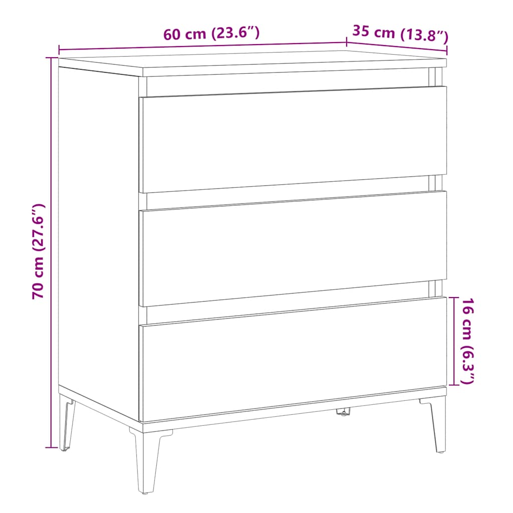 Buffet vieux bois 60x35x70 cm bois d'ingénierie - XIOS