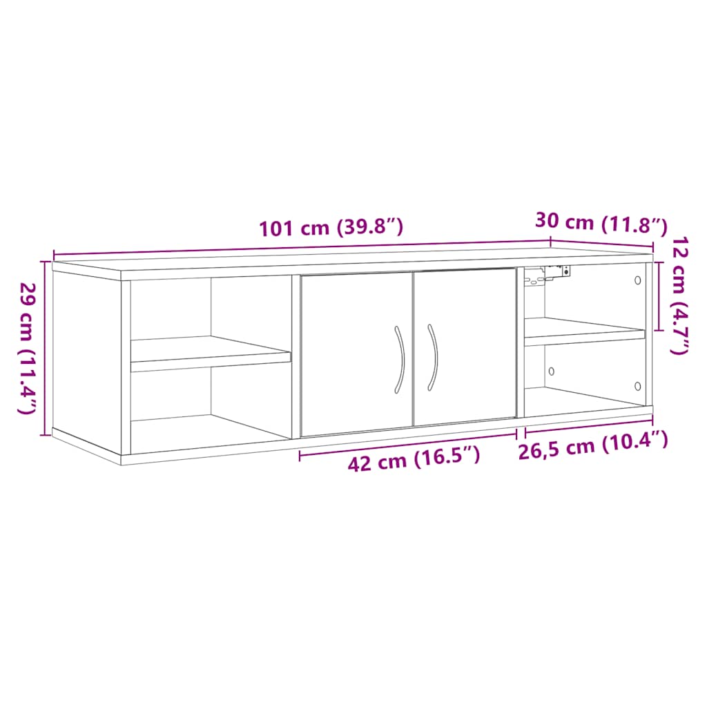 Armoire murale chêne artisanal 101x30x29 cm bois d'ingénierie - XIOS