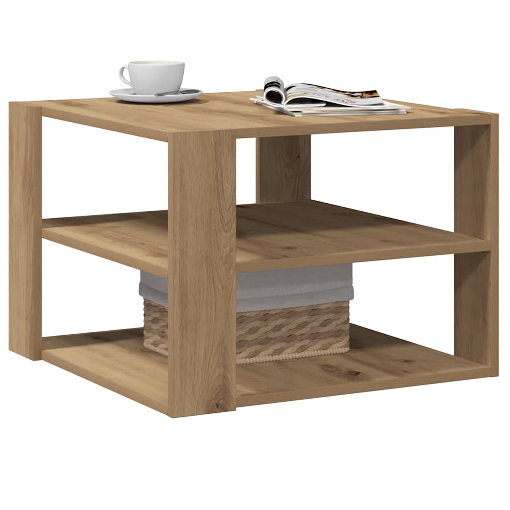 Table basse chêne artisanal 58x58x40 cm bois d'ingénierie - XIOS