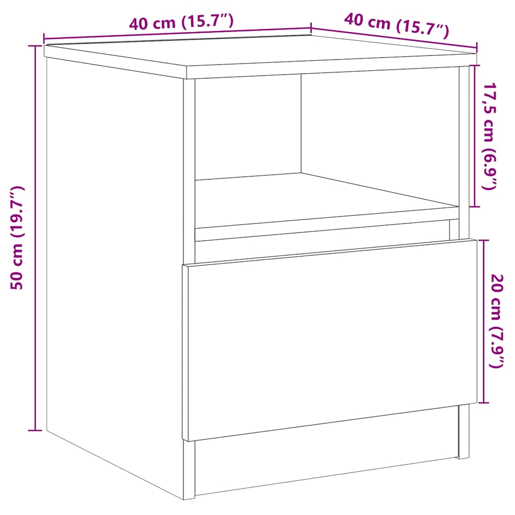 Table de chevet 2 pcs vieux bois 40x40x50 cm bois d’ingénierie - XIOS
