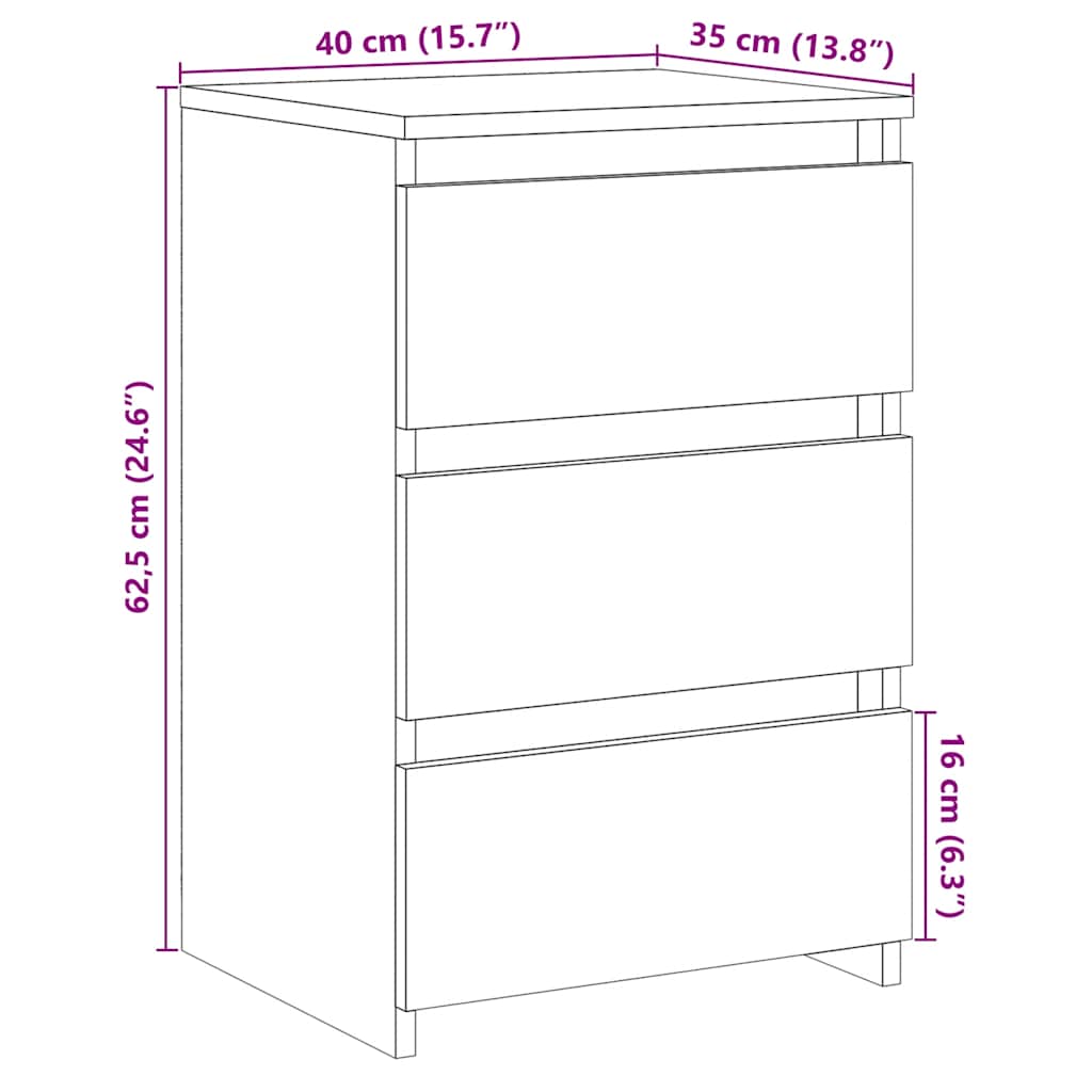 Tables de chevet 2 pcs chêne artisanal bois d'ingénierie Tables de chevet vidaXL