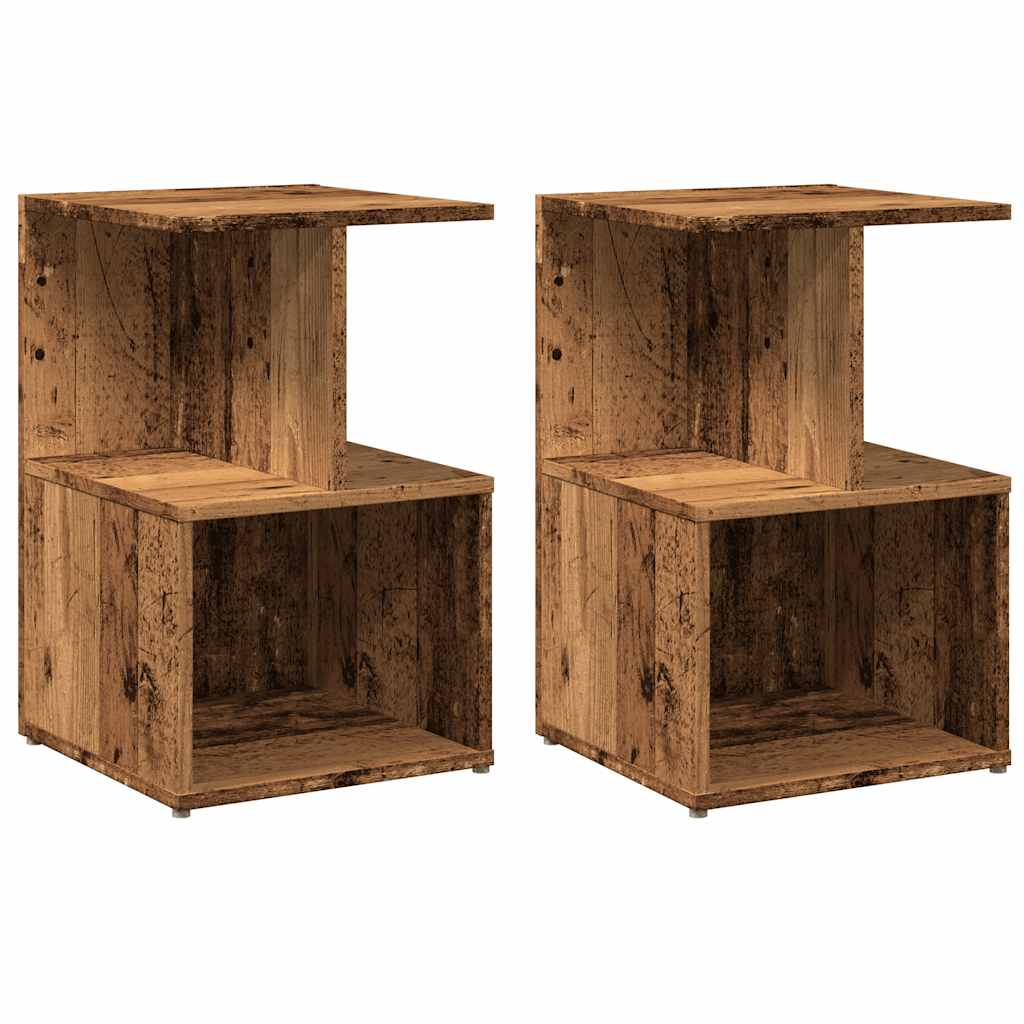 Tables de chevet 2 pcs vieux bois 35x35x55 cm bois d'ingénierie - XIOS