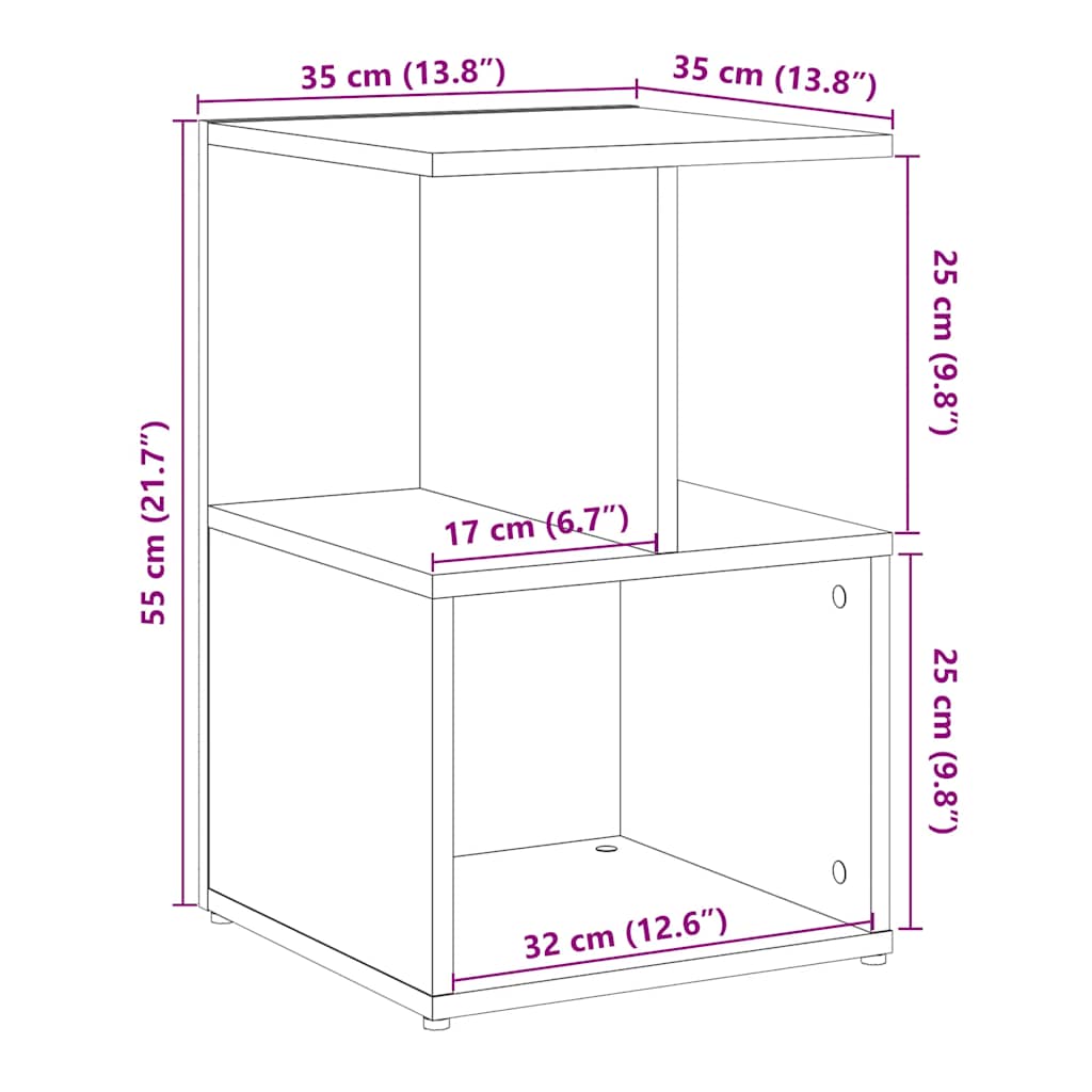 Tables de chevet 2 pcs vieux bois 35x35x55 cm bois d'ingénierie - XIOS