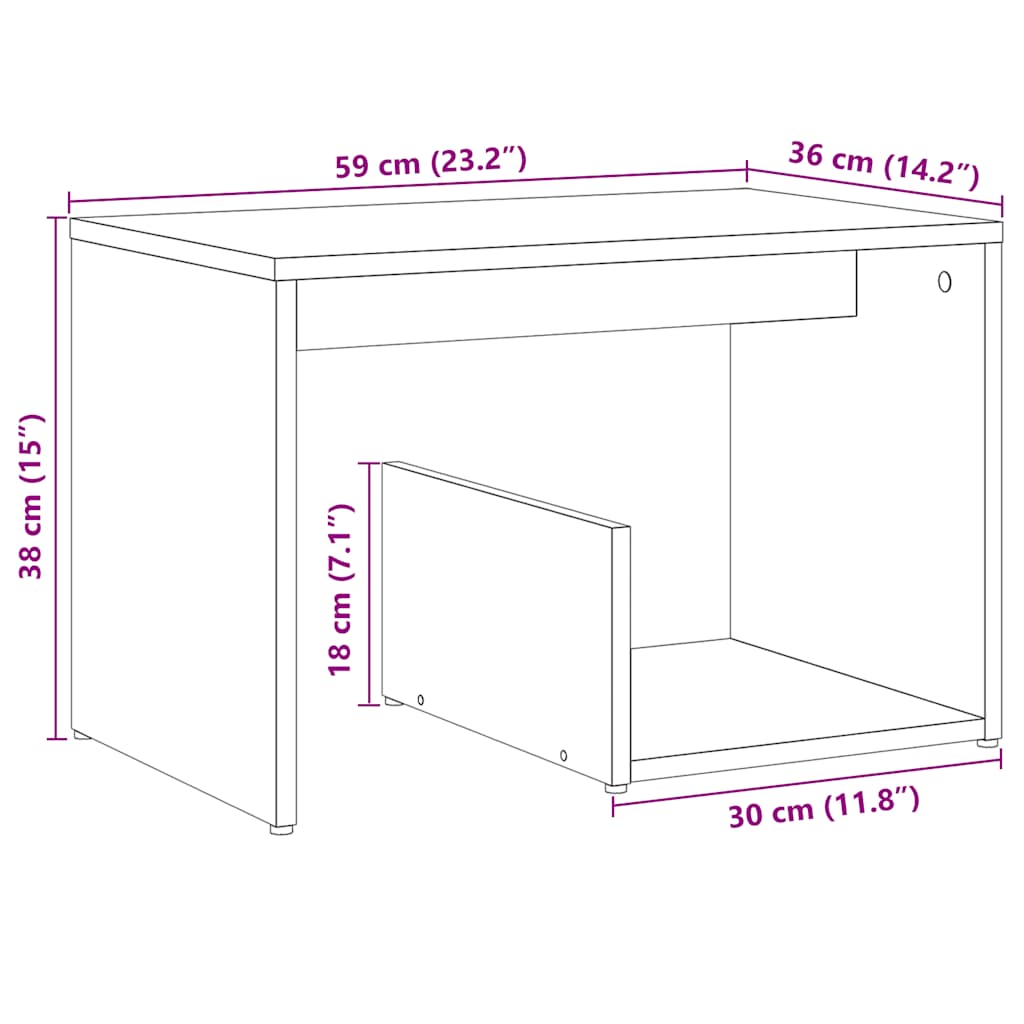 Table d'appoint chêne artisanal 59x36x38 cm bois d'ingénierie - XIOS