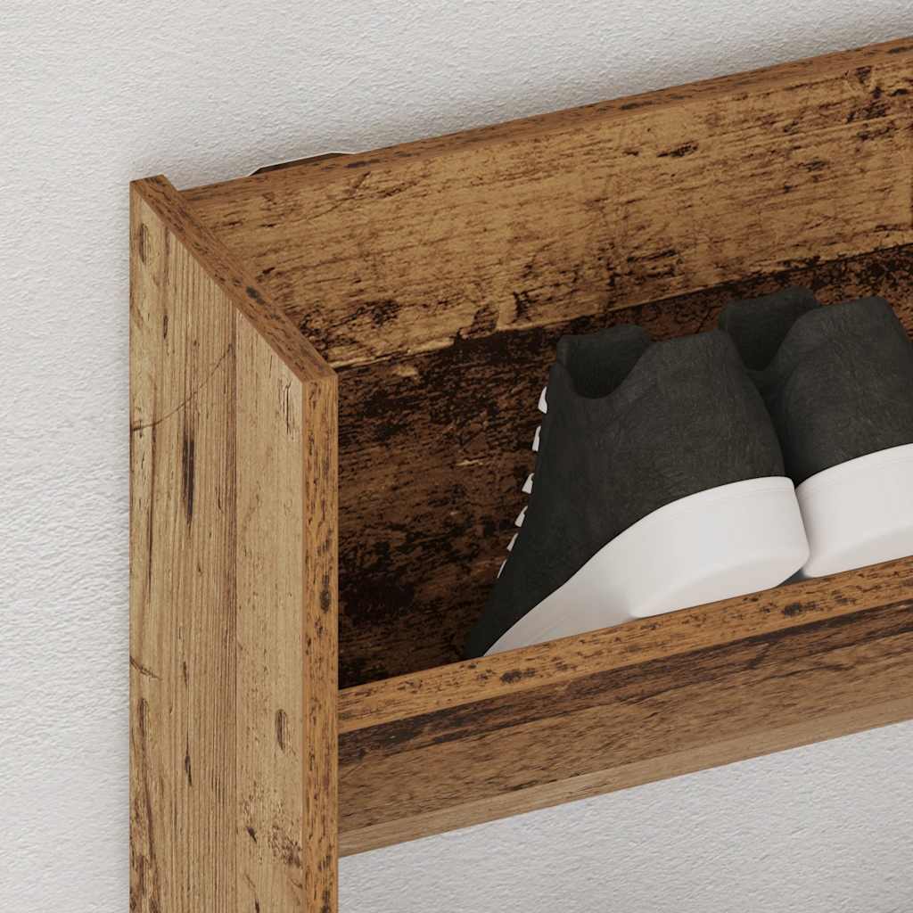 Armoire à chaussures murale vieux bois 80x18x90 cm - XIOS