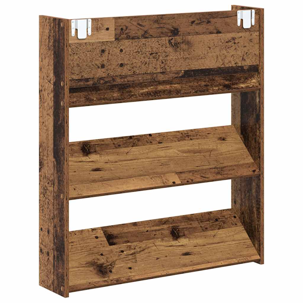 Armoire à chaussures murale vieux bois 80x18x90 cm - XIOS