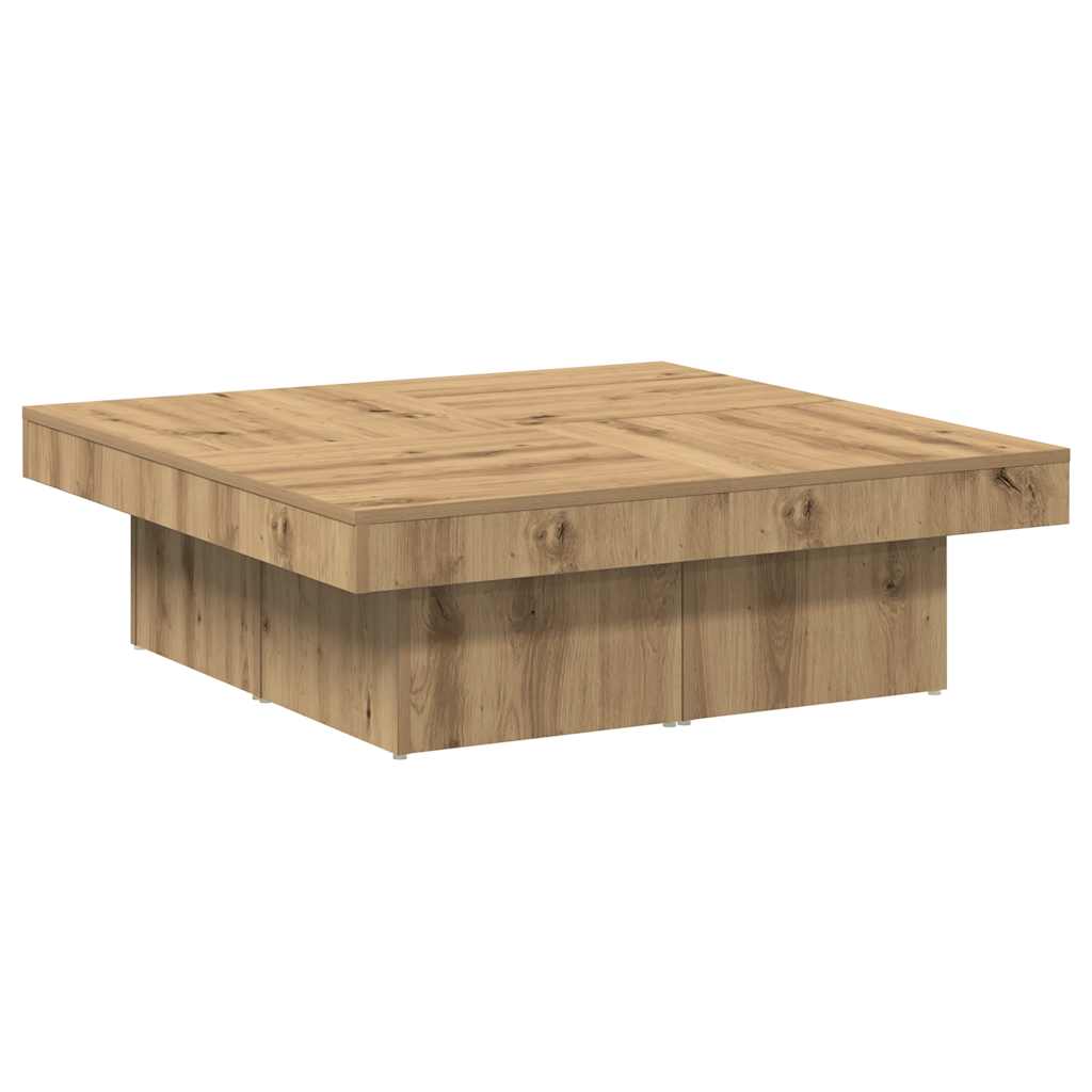 Table basse chêne artisanal 90x90x28 cm bois d'ingénierie XIOS
