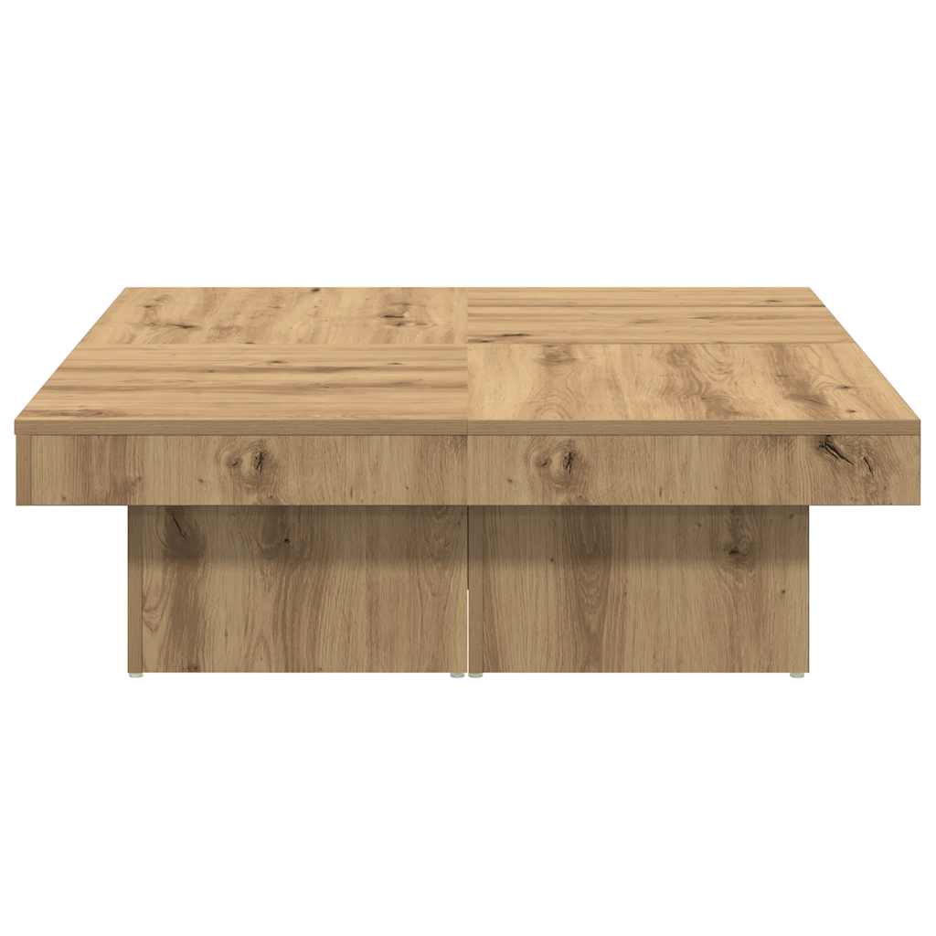Table basse chêne artisanal 90x90x28 cm bois d'ingénierie XIOS