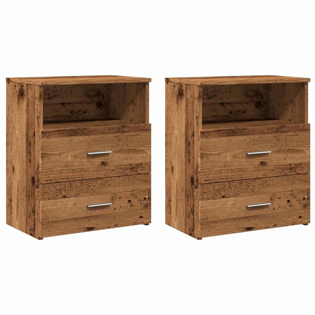Tables de chevet 2 pcs vieux bois 50x32x60 cm bois d'ingénierie - XIOS