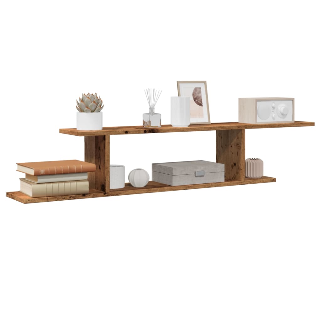 Étagère TV murale vieux bois 125x18x23 cm bois d'ingénierie - XIOS
