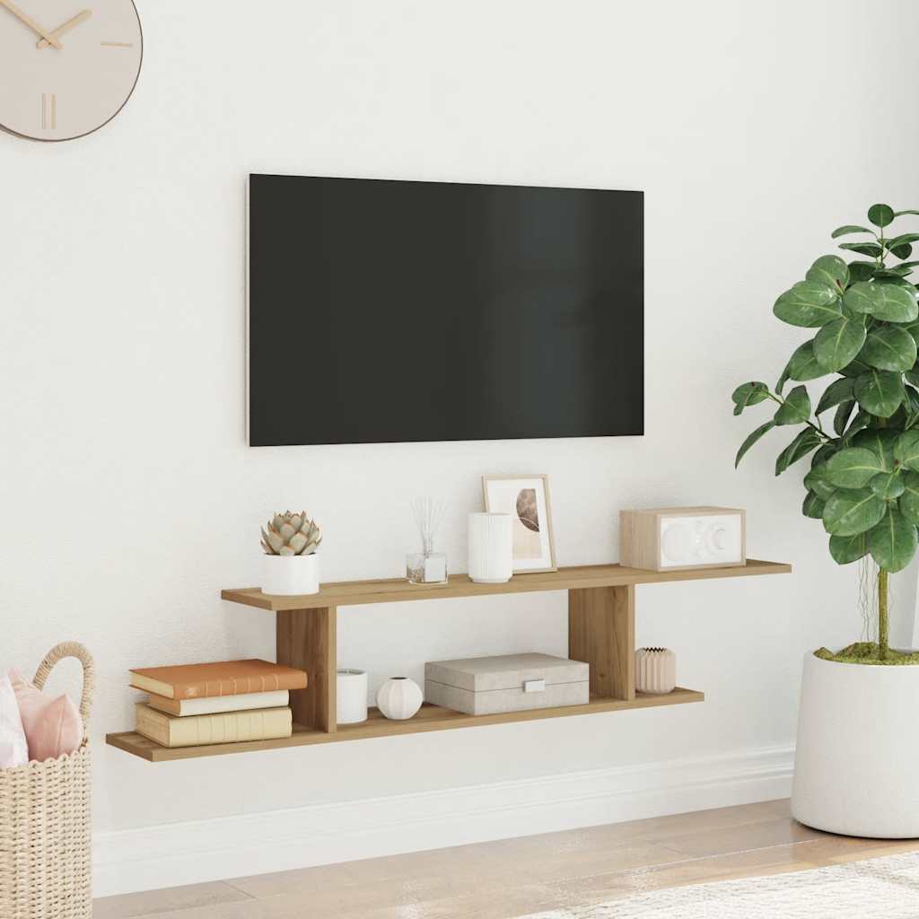 Étagère TV murale chêne artisanal 125x18x23cm bois d'ingénierie - XIOS