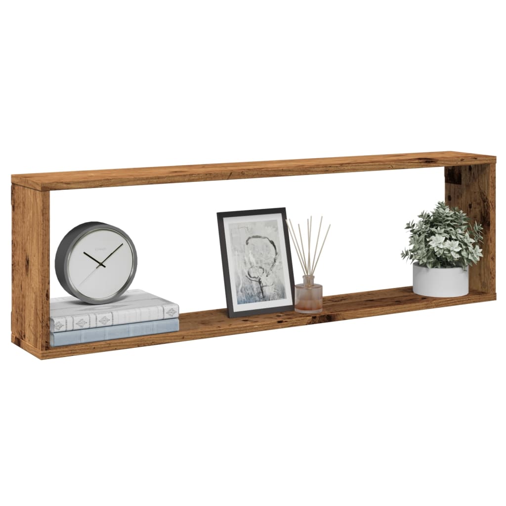Étagères cube murales 2 pcs vieux bois 100x15x30 cm - XIOS