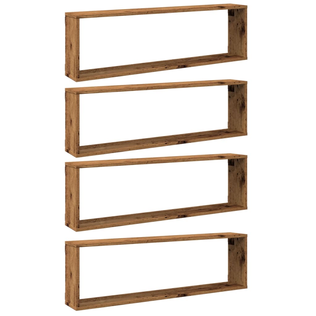 Étagères cube murales 4 pcs vieux bois 100x15x30 cm - XIOS