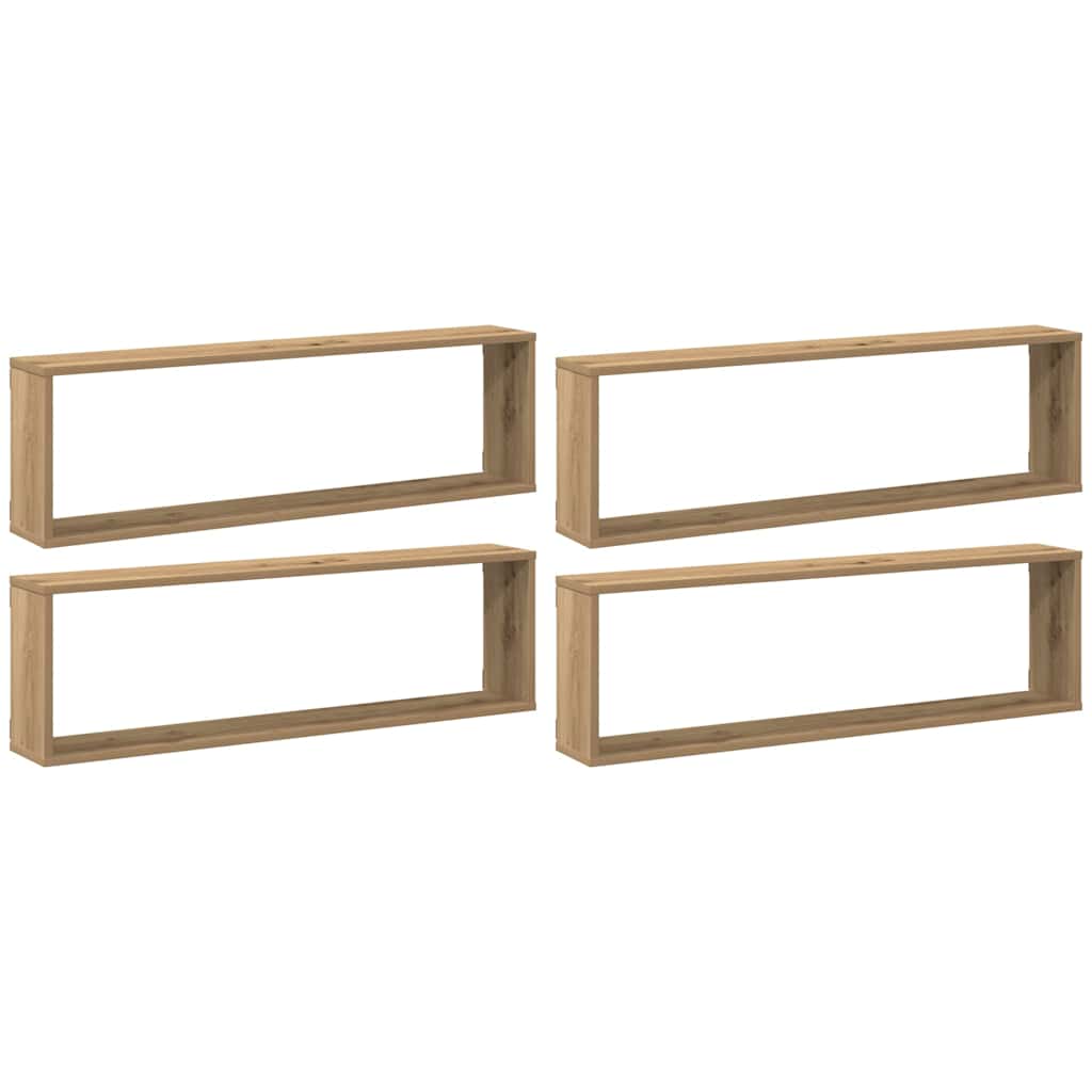 Étagères cube murales 4 pcs chêne artisanal 100x15x30 cm - XIOS