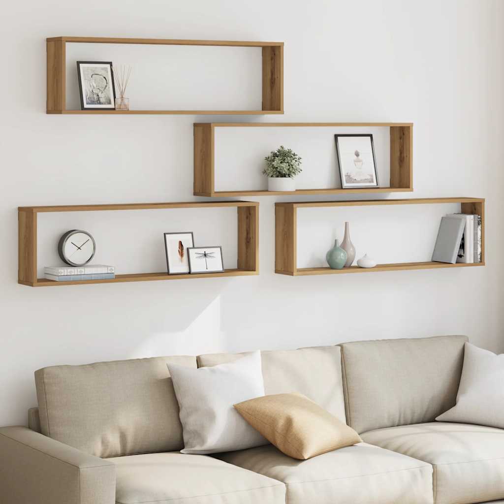 Étagères cube murales 4 pcs chêne artisanal 100x15x30 cm - XIOS