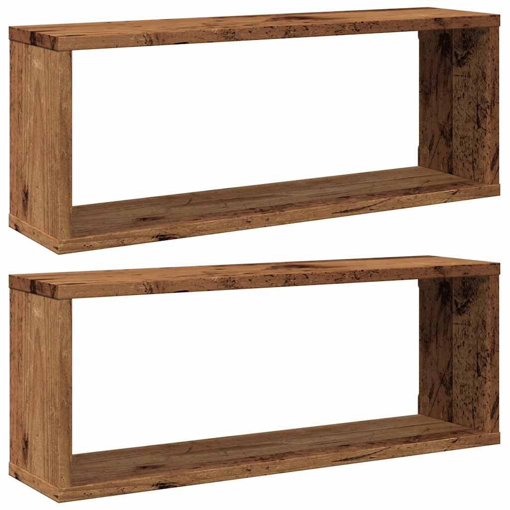 Étagères murales cube 2 pcs vieux bois 60x15x23 cm - XIOS