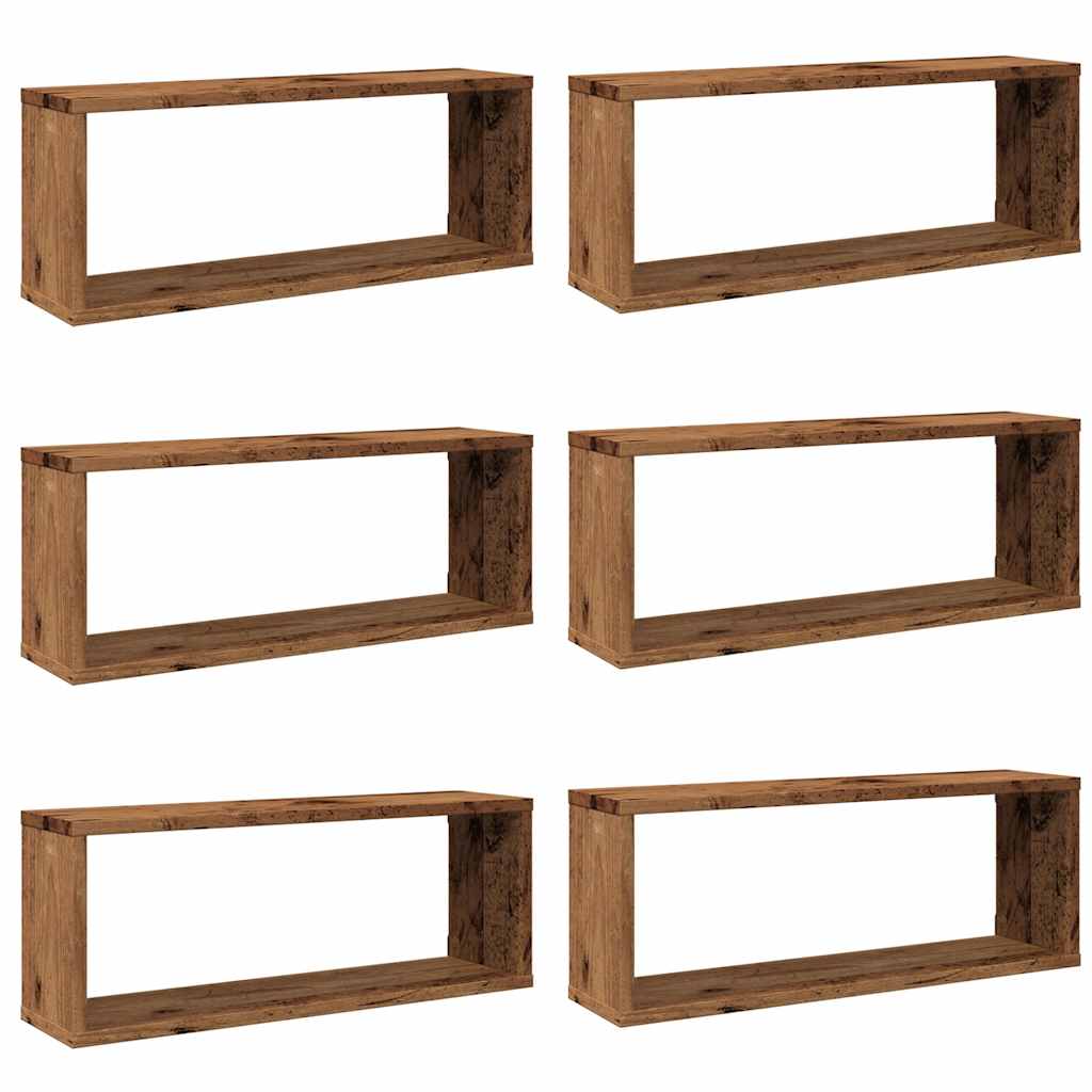 Étagères murales cube 6 pcs vieux bois 60x15x23 cm - XIOS