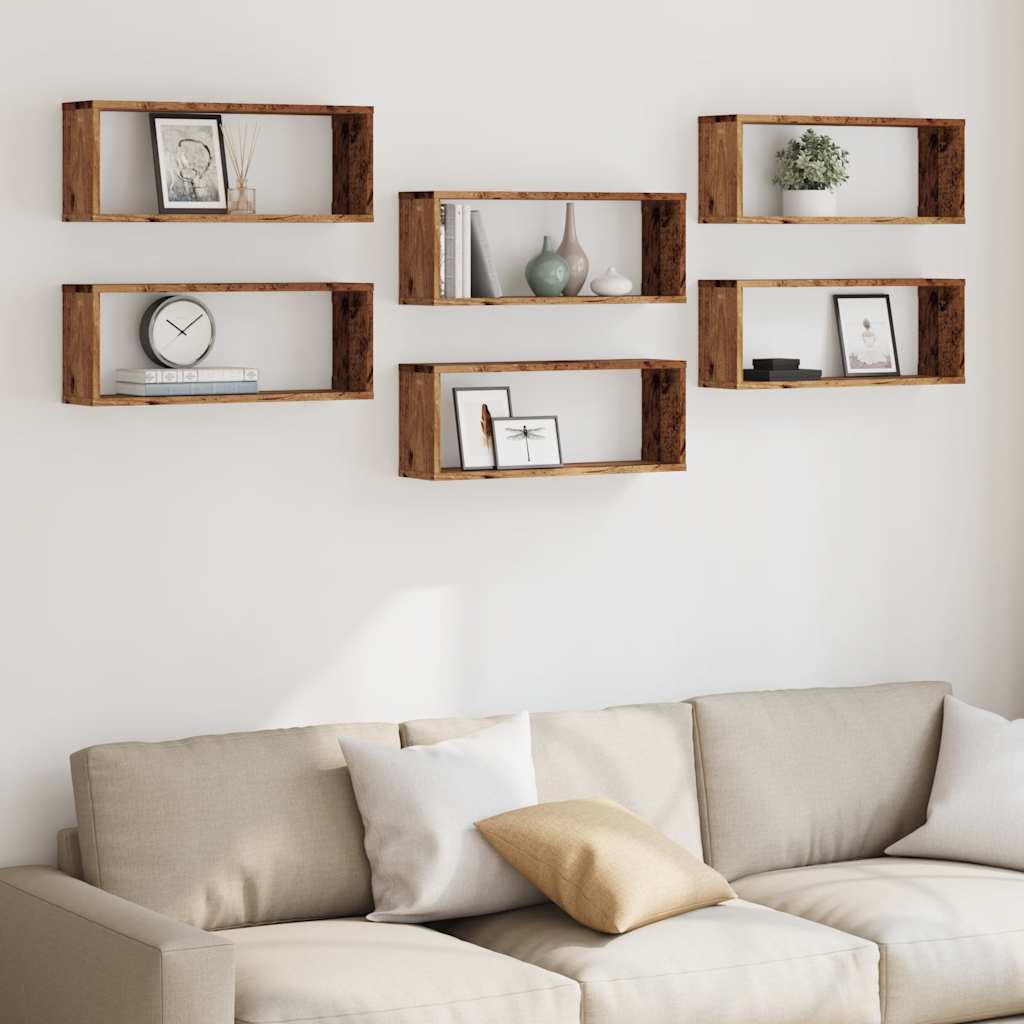 Étagères murales cube 6 pcs vieux bois 60x15x23 cm - XIOS