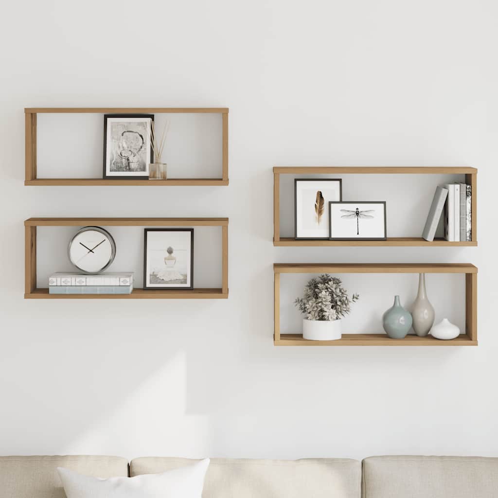 Étagères cube murales 4 pcs chêne artisanal 60x15x23 cm - XIOS