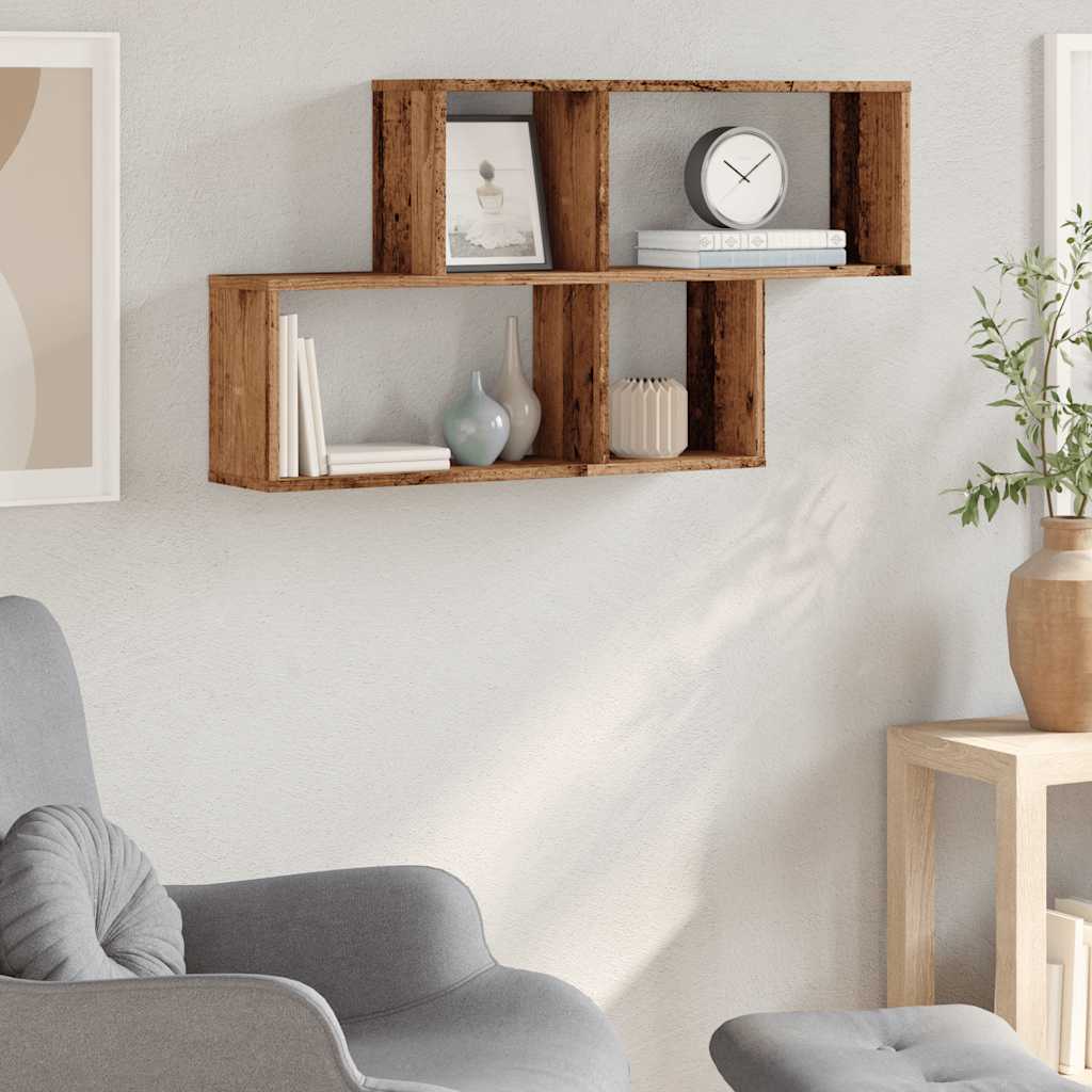 Étagère murale vieux bois 100x18x53 cm bois d'ingénierie - XIOS
