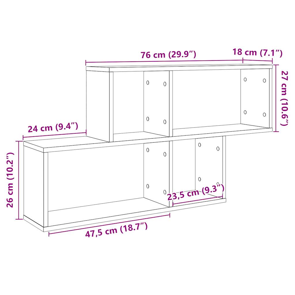Étagère murale vieux bois 100x18x53 cm bois d'ingénierie - XIOS